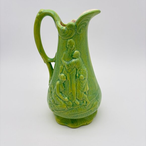 E Denton Other - Vintage E Denton 1974 Naomi And Daughter-In laws Green And  Yellow Pitcher Vase